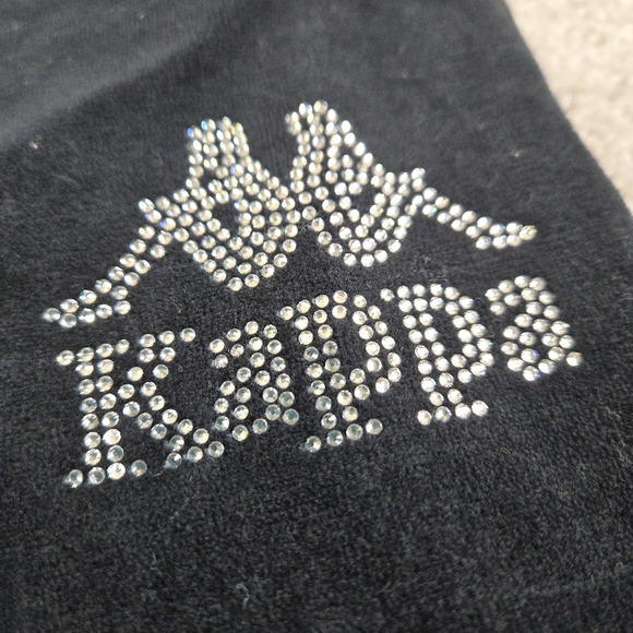 Kappa 222 Banda Black Velour Saxeever Biker Shorts Rhinestone Logo Streetwear - Picture 2 of 12